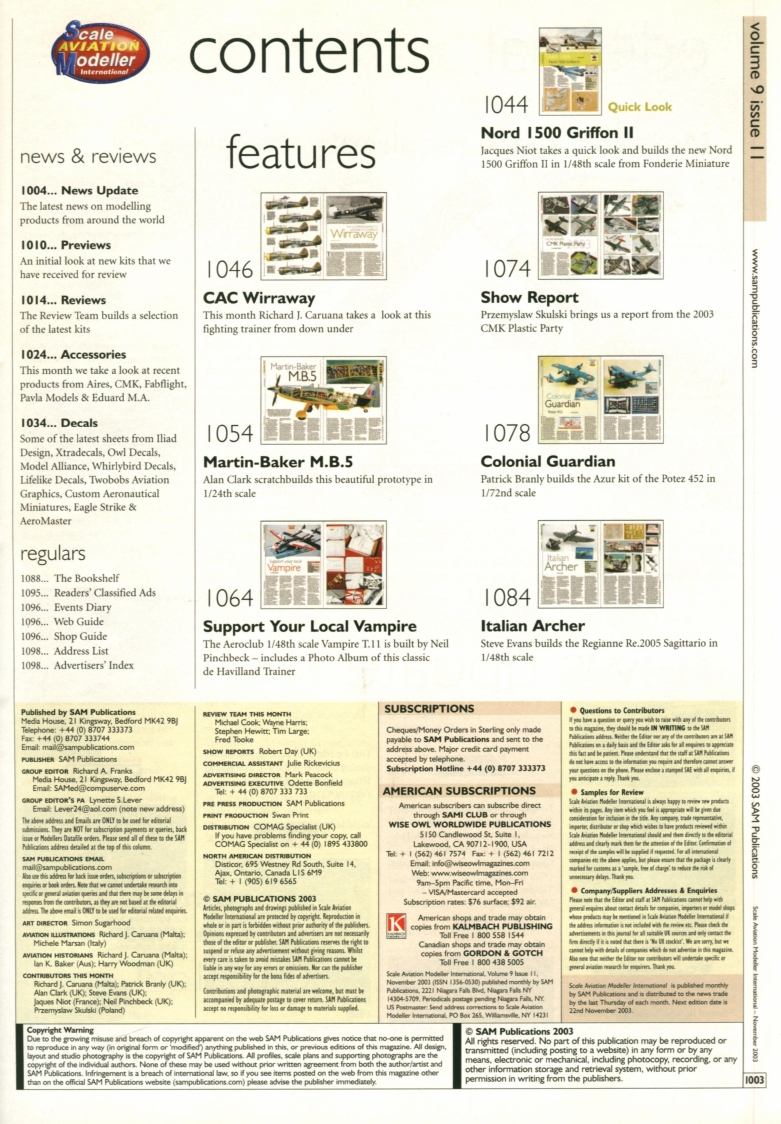 Scale Aviation Modeller International 2003-11